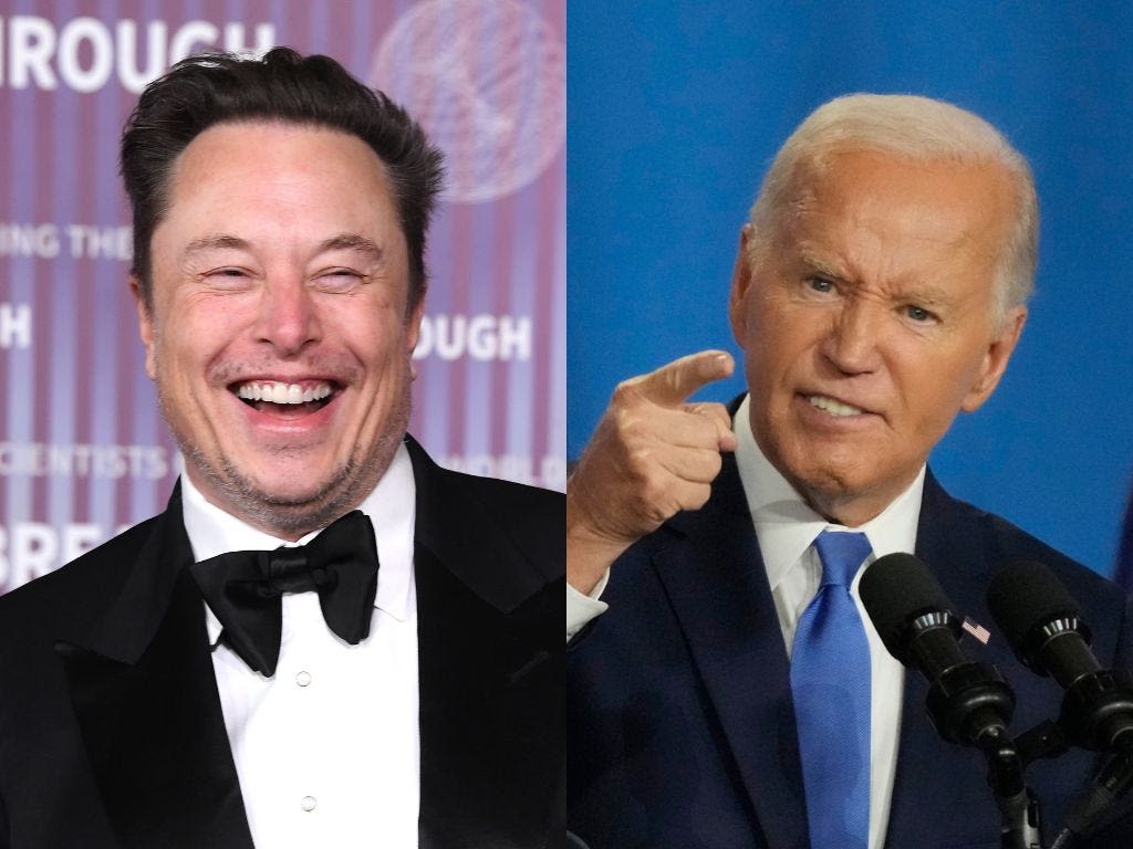 Elon Musk is gloating on X over fumbles at Biden's 'big boy' press conference