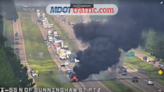 Vehicle fire blocks all lanes of I-55 South in Hinds County