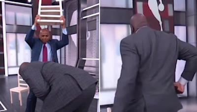 Shaq smashed with chair during Fall Guy segment on live TV