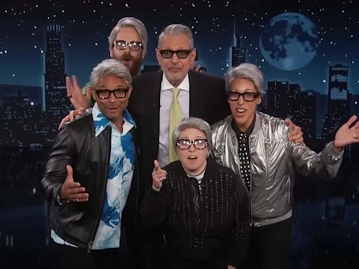 Jeff Goldblum hires SAG actors on 'Jimmy Kimmel Live' so they qualify for health insurance – and they all impersonated him