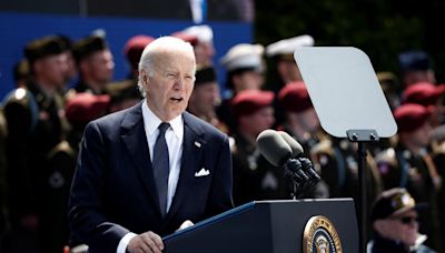 Watch as Joe Biden joins Emmanuel Macron for D-Day anniversary in Normandy