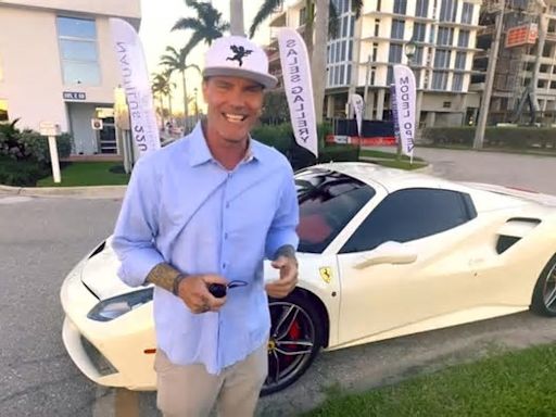 Vanilla Ice Drives A White Ferrari