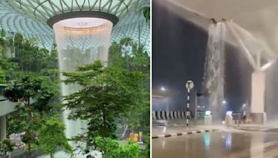 Delhi Airport 'waterfall' receives sarcastic comparisons to Singapore Changi's iconic fountain