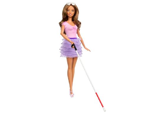 First blind Barbie doll released, with tactile features and a cane