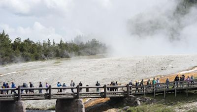 Yellowstone National Park boardwalk damaged by hydrothermal explosion near Biscuit Basin