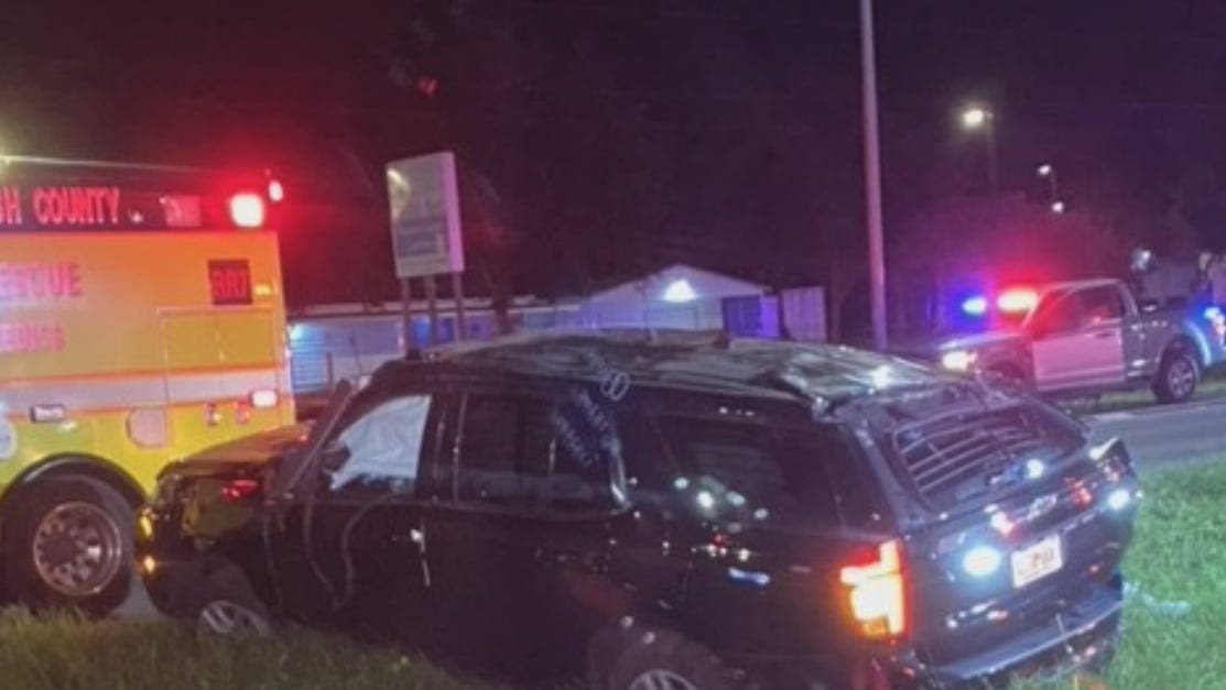 Florida sheriff's deputy airlifted after rollover crash with alleged drunk driver