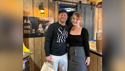 Dermot O'Leary stops at Wells bakery for a snack