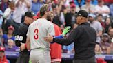 Rockies beat Phillies 3-2 in 11 innings after Philadelphia star Bryce Harper ejected in 1st