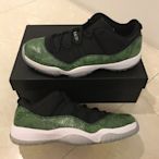 全新台灣公司貨Nike Air Jordan XI 11 Low 綠蛇紋 10.5 2014 Kobe 6 grinch