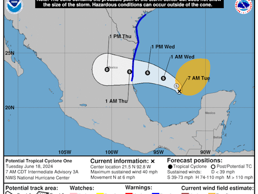 Threat lessens for disturbance near Florida, and Texas gears up for heavy tropical rains