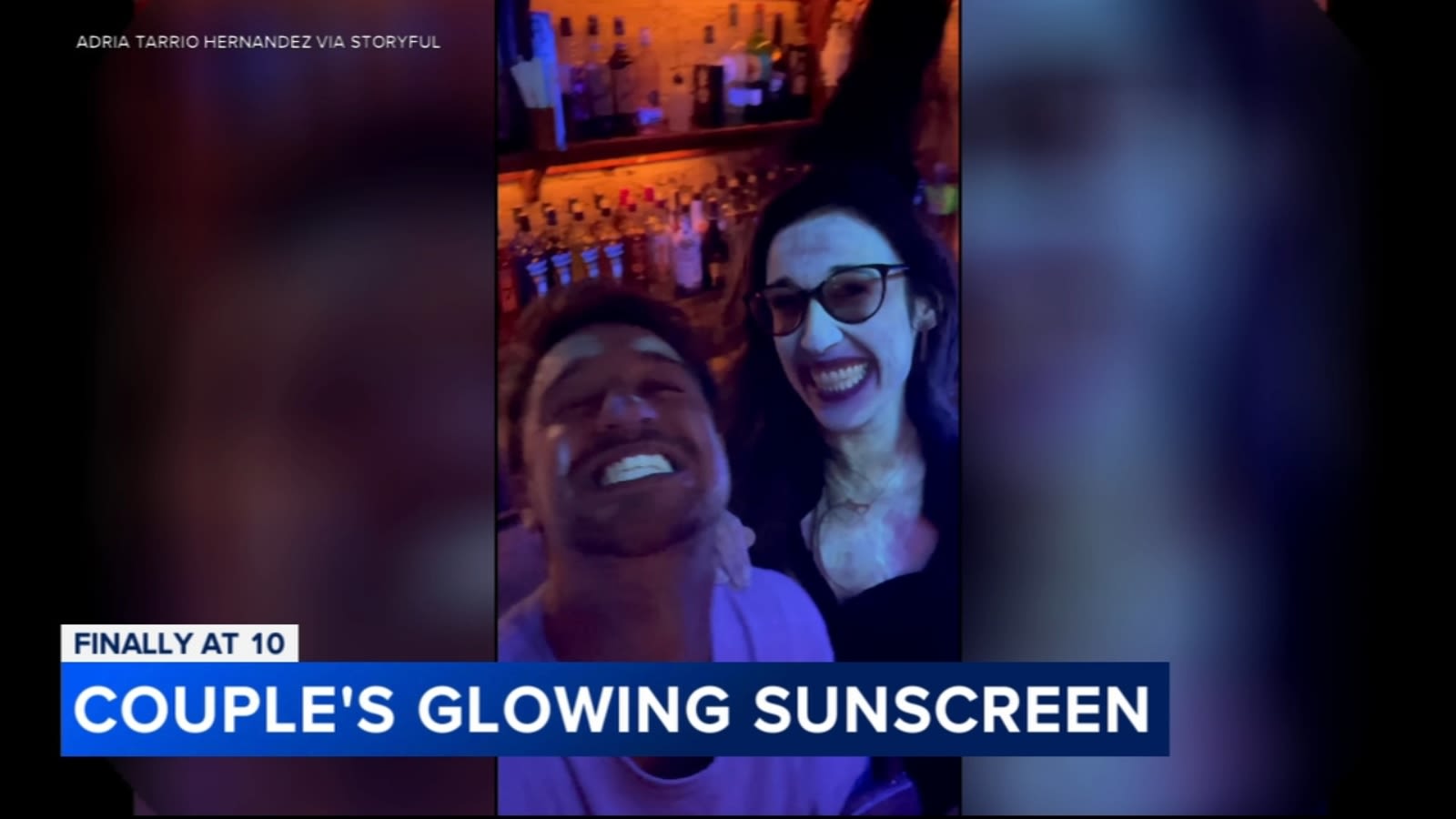 Couple's sunscreen hilariously glows under Barcelona nightclub's lighting