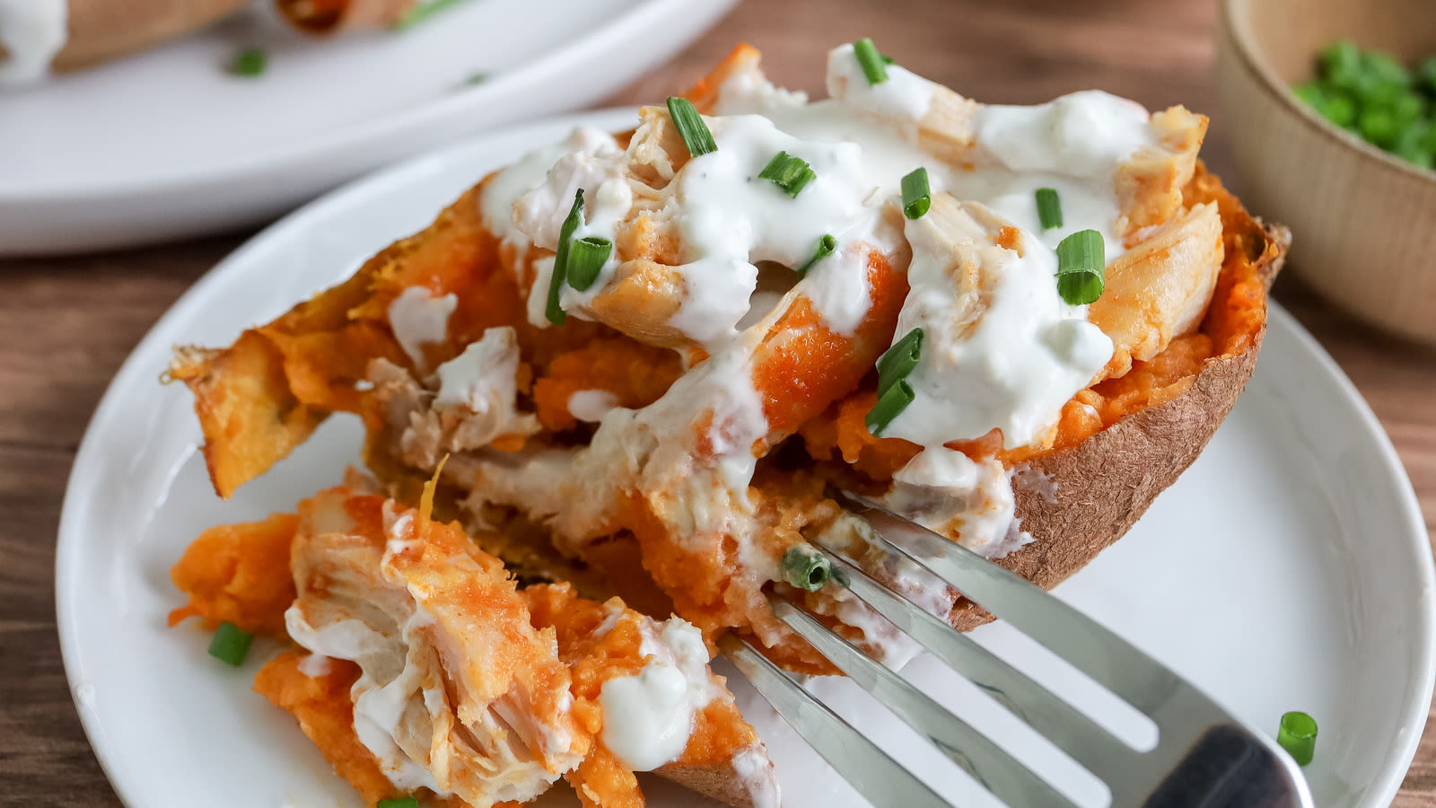 Buffalo Chicken-Stuffed Sweet Potatoes Recipe