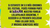 Lollapalooza Argentina 2025 celebra sus 10 ediciones con un privilegio para los fanáticos del festival