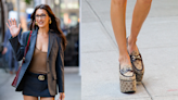 Bella Hadid Reaches New Heights Wearing Gucci Platform Horsebit Loafers in New York City