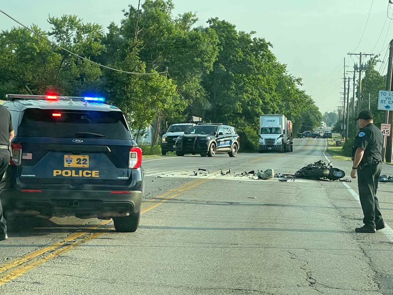 Motorcycle crash closes roads in Butler Twp.