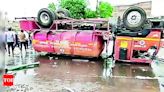Fire brigade water tanker overturns in Vadodara | Vadodara News - Times of India