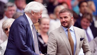 David Beckham sits with David Attenborough and mum at Wimbledon