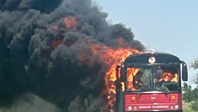 High school football team escapes from devastating bus fire, Kansas school district says