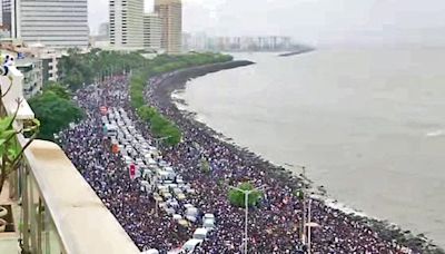 Sea Of Blue At Marine Drive For Team India's Victory Parade | Sports Video / Photo Gallery
