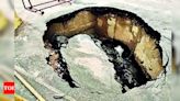 Crocodiles found in cave-in on Nizampura road | Vadodara News - Times of India