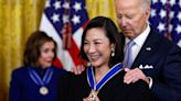 Biden gives Katie Ledecky, Michelle Yeoh the Medal of Freedom