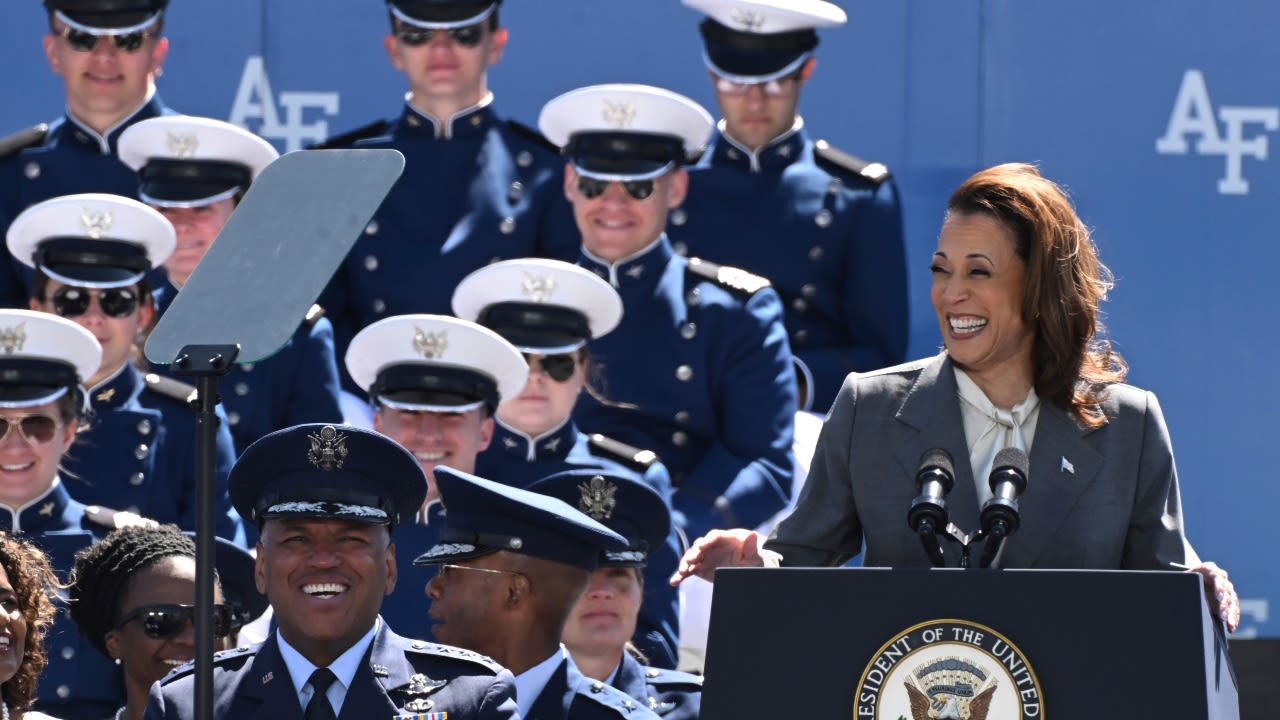 Harris addresses US Air Force Academy graduates near 80th D-Day anniversary