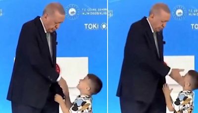 Turkish president Erdogan slaps a child for not kissing his hand