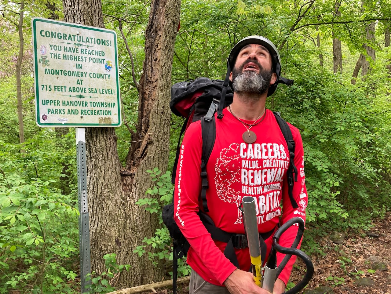 Teacher climbing each Pa. county’s highest peak, then tree, returns to Lehigh Valley region