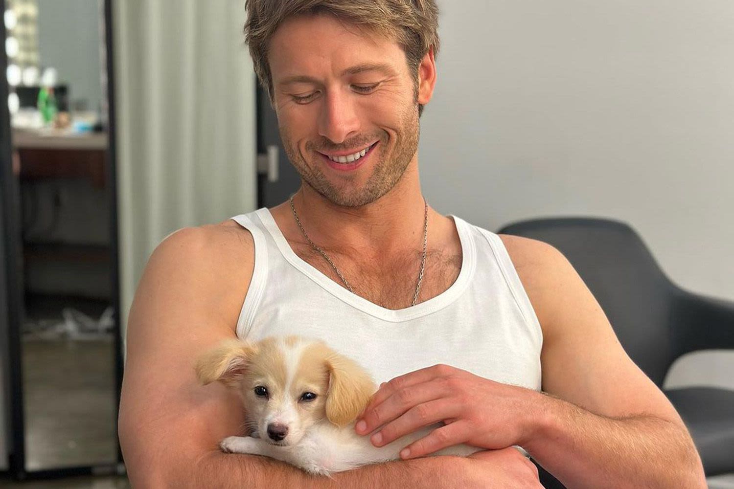 Glen Powell’s Dog Brisket Once Escaped on a Flight — and Cuddled with All Its Passengers (Exclusive)