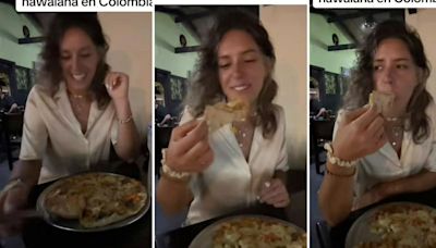 [Video] Italiana probó pizza hawaiana en Colombia y quedó pasmada: “Me duele el corazón”