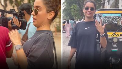 Sanya Malhotra Almost Gets Hit In The Face By Paparazzi's Camera; Fans Are Praising Her Reaction