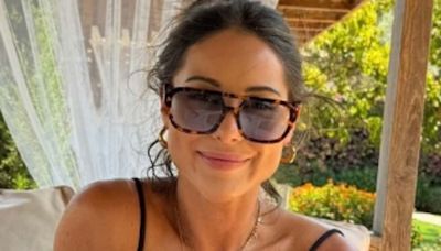 Louise Thompson shows off her incredible figure in a swimsuit in Ibiza