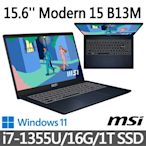 (滑鼠促銷組)msi微星 Modern 15 B13M-695TW 15.6吋 商務筆電 (i7-1355U/16G/1T SSD/Win11)