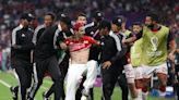 Pitch invader runs on with Palestine flag during Tunisia vs France at World Cup