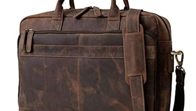 18 Inch Vintage Handmade Leather Travel Messenger Office...Briefcase Computer College Satchel Bag For Men And Women...