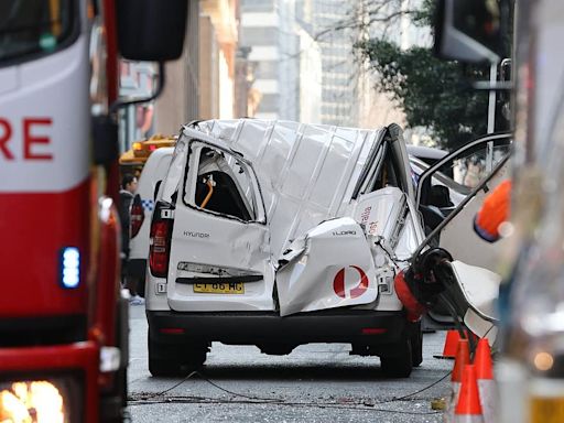 Sydney CBD roads closed after construction accident crushes van