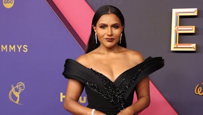 Mindy Kaling Stuns in Black Off-the-Shoulder Dress on the Red Carpet at the 2024 Emmy Awards