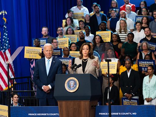 Biden, Harris talk drug savings, but mostly praise each other in Maryland appearance