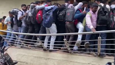 Video: Railing Collapses As 1,800 Aspirants Turn Up For 10 Jobs In Gujarat