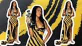 Great Outfits in Fashion History: Aaliyah's Striped Robert Cavalli Dress