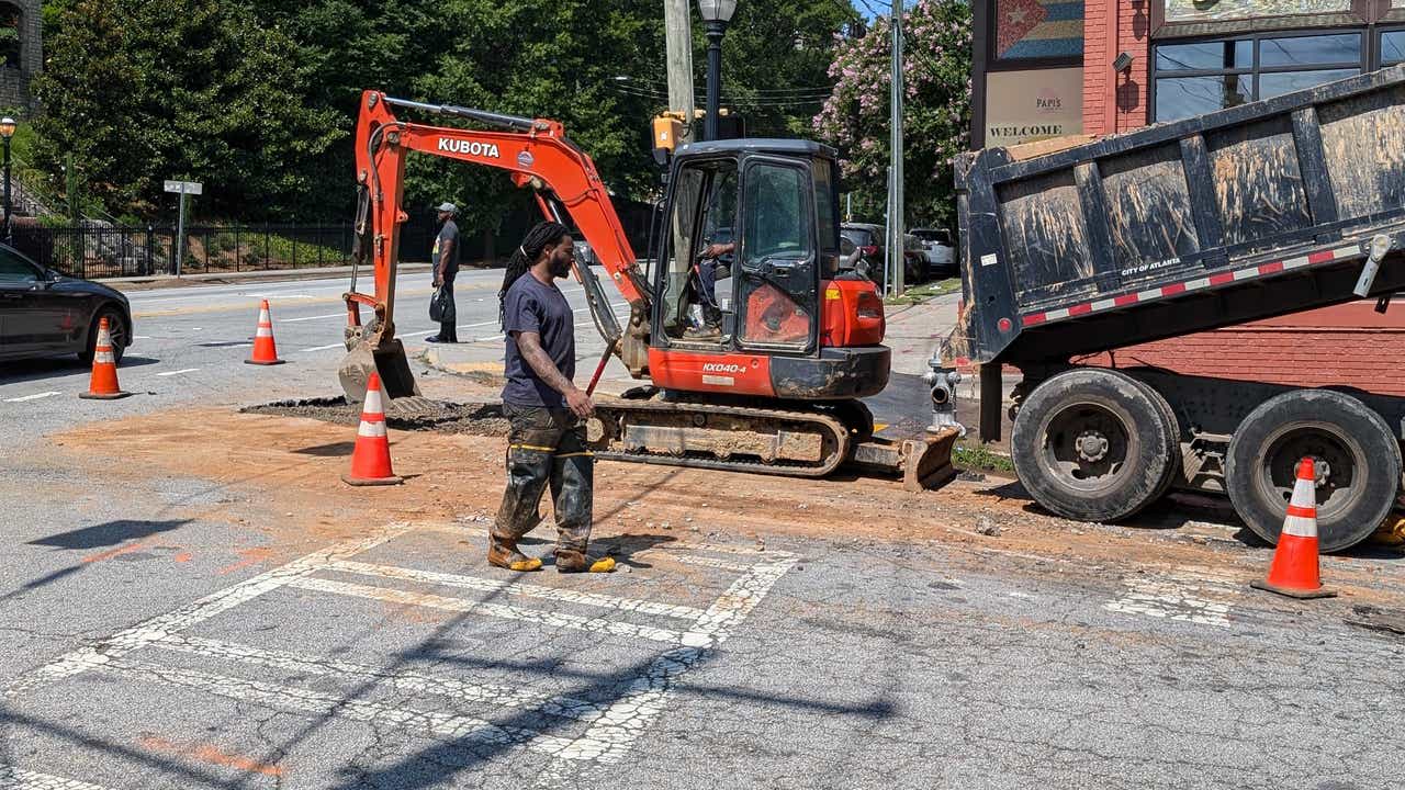 Water main break on Ponce de Leon near Mary Mac's Tea Room repaired