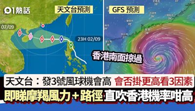 打風摩羯│天文台：發3號風球機會高 會否掛更高看3因素+颱風路徑