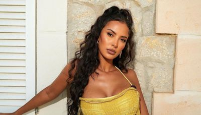 Maya Jama's daring cut out black dress and diamanté belly chain is a major glam mood