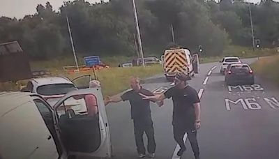 Driver's road rage backfires after taking on white van man who's twice his size