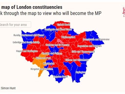 General Election London: Find out who will be your MP from new interactive map of 75 seats