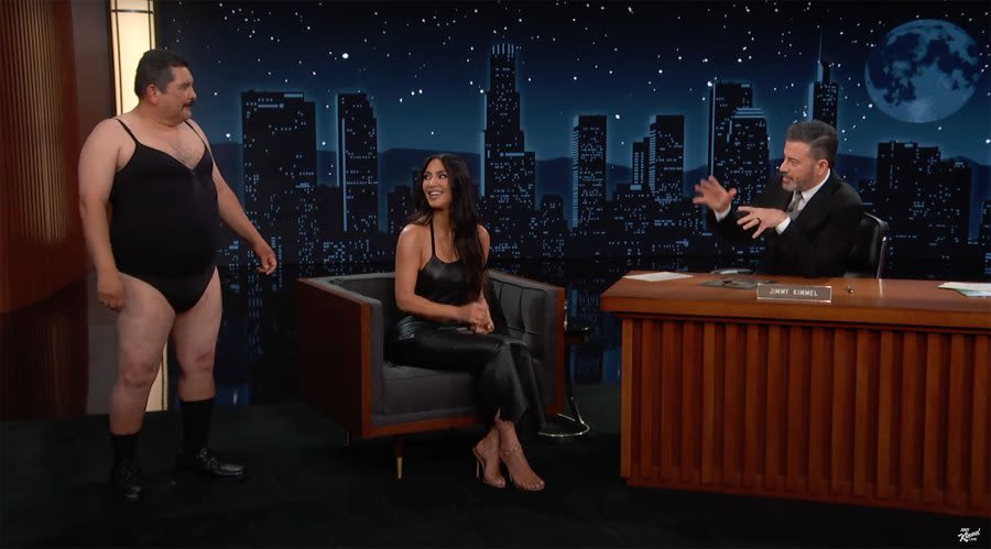 Jimmy Kimmel’s Sidekick Guillermo Models Skims for Kim Kardashian