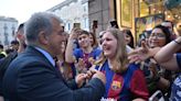 Barcelona president Joan Laporta in humorous response to fan wearing Man United jersey