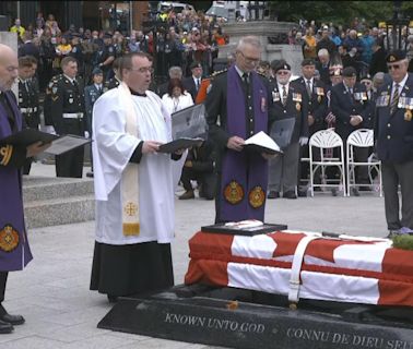 Under grey skies and rain, N.L. entombs its Unknown Soldier in solemn ceremony at war memorial