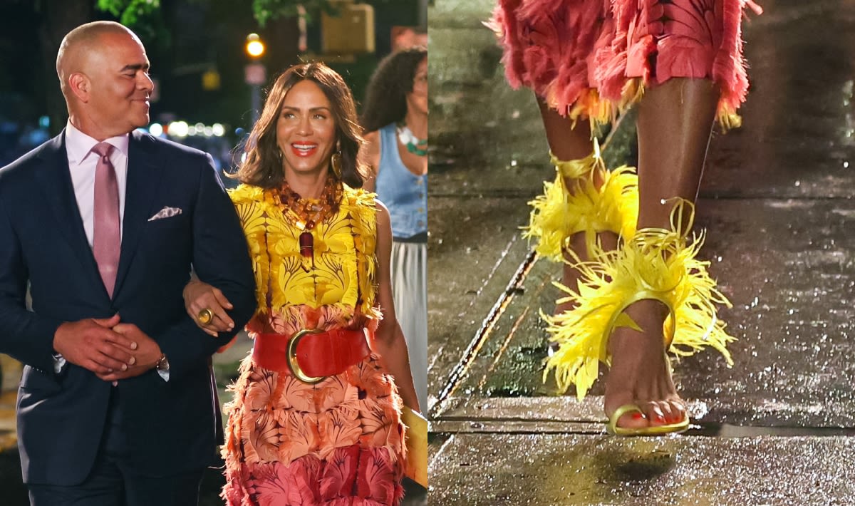 Nicole Ari Parker Shines in Feathered Yellow Sandals on ‘And Just Like That’ Season Three Set