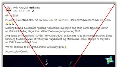 Philippine weather agency refutes false 'super typhoon' warning